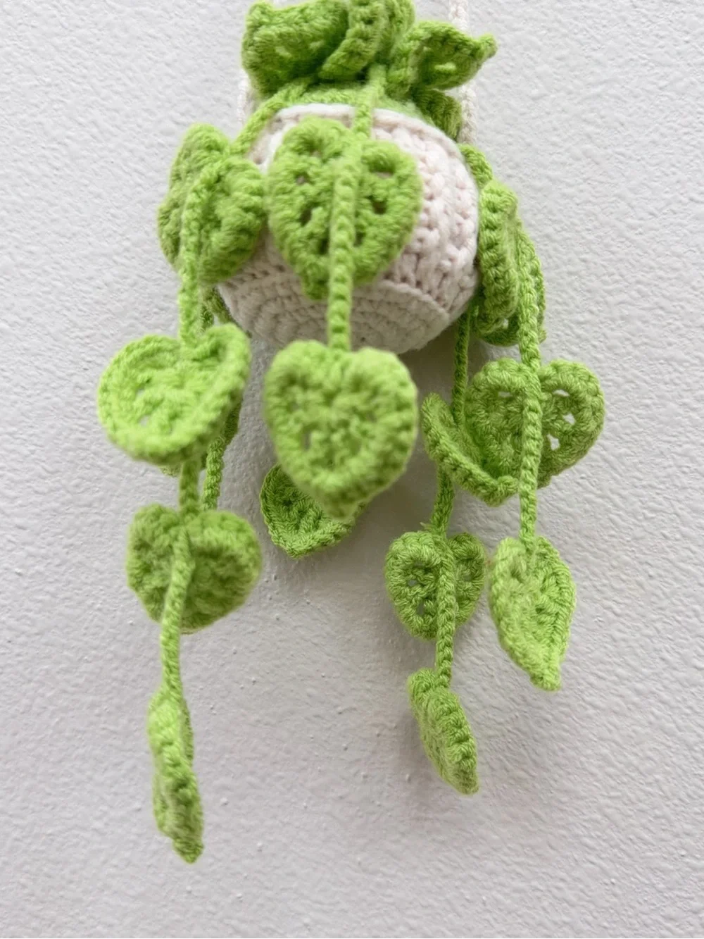 Handmade Crochet Hanging Plant Wall Decor - Green